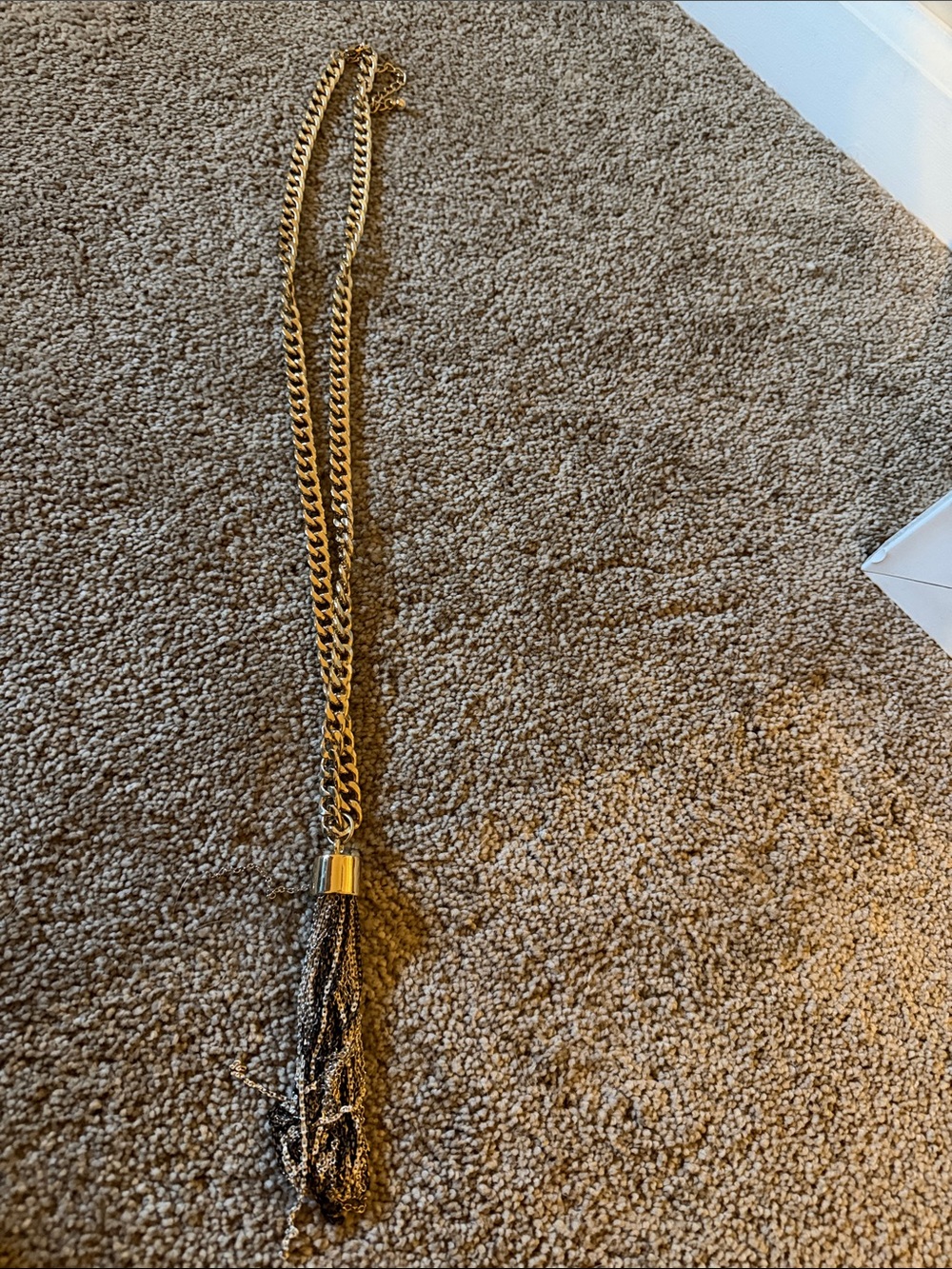 LOFT Gold Tone Chain Tassel Necklace